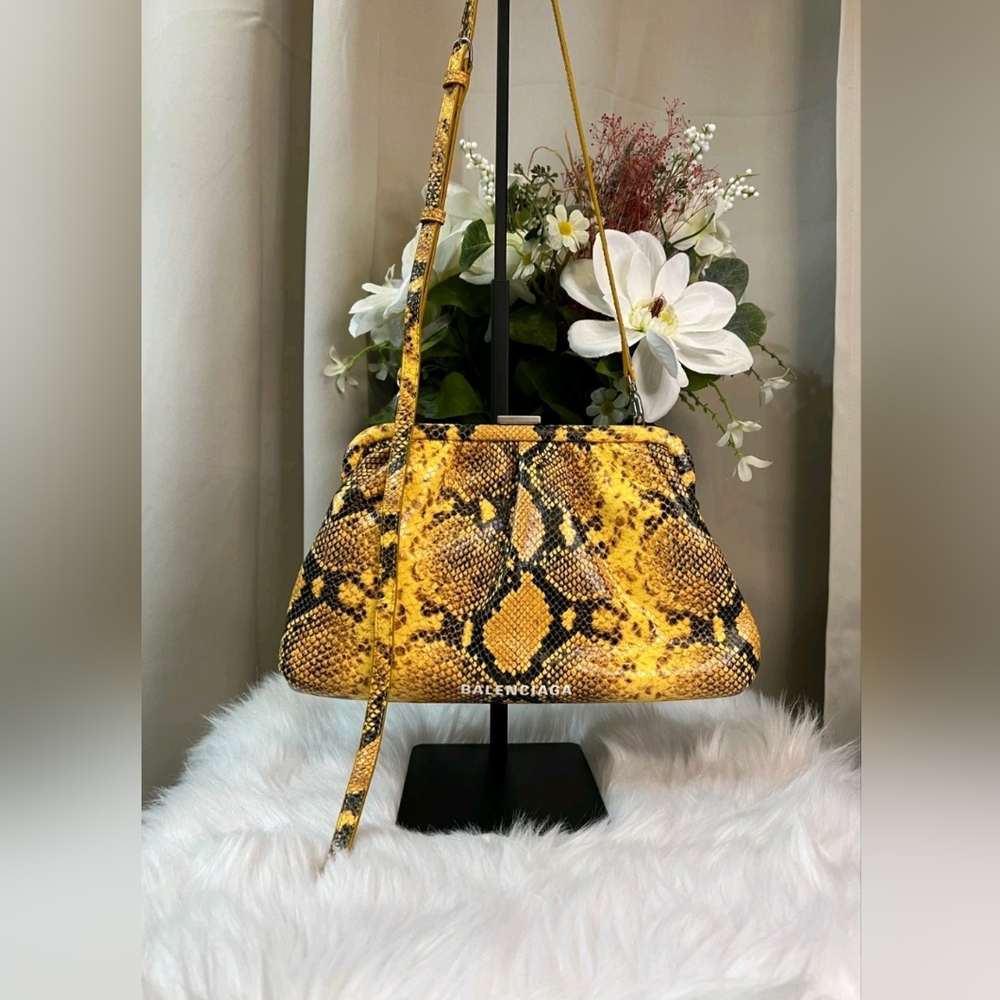 Balenciaga Python Effect Cloud Clutch